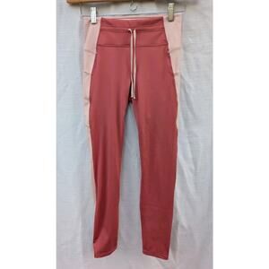 Fabletics Womens Ultracool Leggings Sz XS Mauve Mid-Rise Shine Panel Drawstring